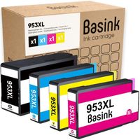 Basink Cartouche d'encre Compatible avec HP 953XL Pack 4 pour OfficeJet Pro 8730 8210 7740 7720 8710 8715 8740 7730 8720 8218 8718