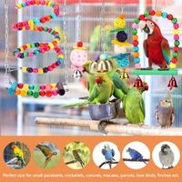 6pcs oiseau perroquet jouets suspendus cloche pour animaux de compagnie cage à oiseaux hamac balançoire jouet suspendu en bois