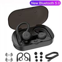 Écouteurs Sans Fil Casque Bluetooth 5.0 Sport 26H de jeu prolongées Stéréo HD IPX7 Etanche Avec boîtier de charge - Noir