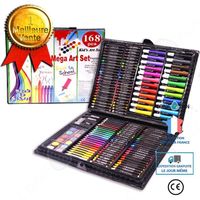 CONFO® Papeterie pour enfants 168 pièces ensemble de stylos de couleur cadeau d'anniversaire art ensemble d'apprentissage pastel à