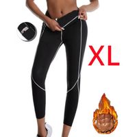 Legging de Sudation Femme - Taille Haute - Élastique avec Poche - pour Jogging, Sauna, Pilates - Noir - XL