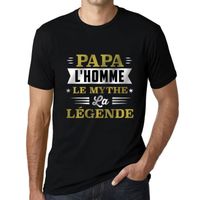 Homme Tee-Shirt Papa L'Homme Le Mythe La Legende T-Shirt Vintage Noir