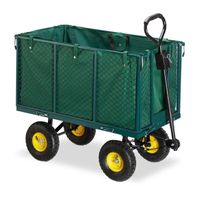 Relaxdays Gartenwagen, großer Bollerwagen mit klappabren Seitenteilen, herausnehmbare Plane mit Griffen, bis 500kg, grün