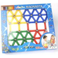 SINSEN Blocs de construction magnétiques 3D Ensemble de construction de jouets éducatifs avec bâtons magnétiques colorés 103 pièces
