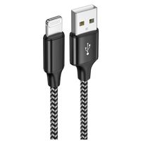 Chargeur pour iPhone 13 / 13 mini / 13 Pro / 13 Pro Max Cable Tressé Premium Renforcé Cordon USB Noir 2m