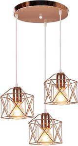 LUSTRE ET SUSPENSION Suspension Luminaire Industrielle 3 Lampes Vintage E27 Lustre Abat-jour en Métal Design pour Salon Chambre Cuisine (Or rose [m2641]