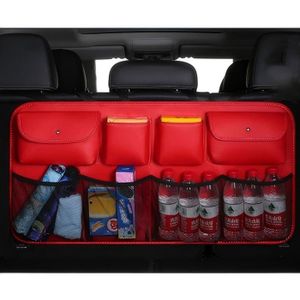 Organisateur De Coffre De Voiture Pliable - Toile Noire Et Filet - 4 Sections Avec Poignées
