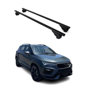 Barres De Toit Apline ACE-1 Pour Seat Ateca 2016-2024 - Railing Gris Aluminium Avec Verrouillage Antivol - Charge Max 75 Kg En Roulement