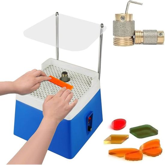 Kit Vitrail, Automatique Ponceuse à Verre, 4200 Tr/min Moulin Portable Pour Vitrail Avec 2 Foret Diamanté, Pour Le Vitrail, La Mosaïque, La Céramique Et L'artis (Avec Plaque De Rebond