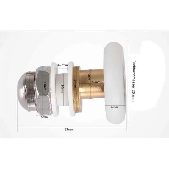 Lot De 8 Rouleaux De Porte De Douche - 4 De Haut Et 4 De Bas - 25 Mm