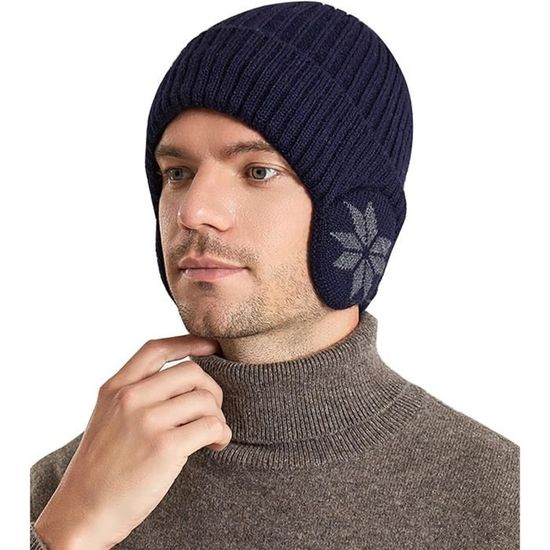 Bonnet Polaire Homme Hiver - Coupe-Vent Chaud Avec Protège-Oreilles - Camouflage Vert - Taille Unique