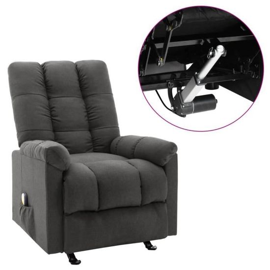 STAR®5801 Chaise de relax de luxe BEST Fauteuil de massage inclinable électrique Gris foncé Tissu ,taille:71,5 x 96,5 x 100,5 cm