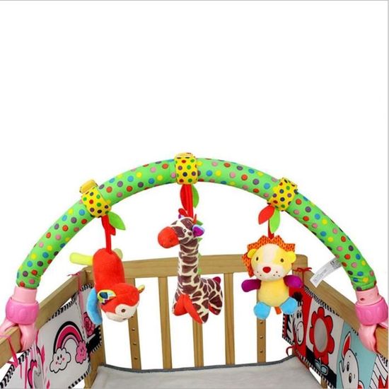 Poussette D Arc De Jeu De Voyage De Bebe Accessoire De Berceau Jouet Animal En Tissu Et Barre D Activite De Landau Avec Le Hochet Cdiscount