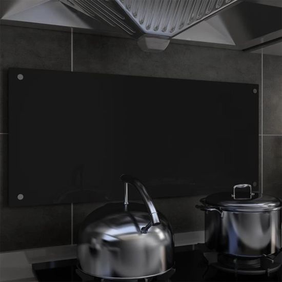 346435Haut de gamme® Dosseret de cuisine Crédence Cuisine - FOND DE HOTTE - Noir 90 x 40 cm Verre trempé