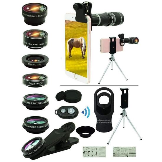 Objectif 2 En 1 Pour Téléphone Portable - Grand Angle 0,45x Et Macro 12,5x, Compatible IPhone, Samsung, Google Pixel, Avec Clip Et Étui - 4