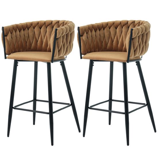 CLP Tabouret de bar Lincoln Nature Cadre - Velours - Vert | Leen Bakker