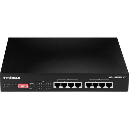Edimax GS-1008E V2 8-Port Gigabit Switch – Lüfterlos, Desktop- Oder Wandmontage, Mit Jumbo Frames