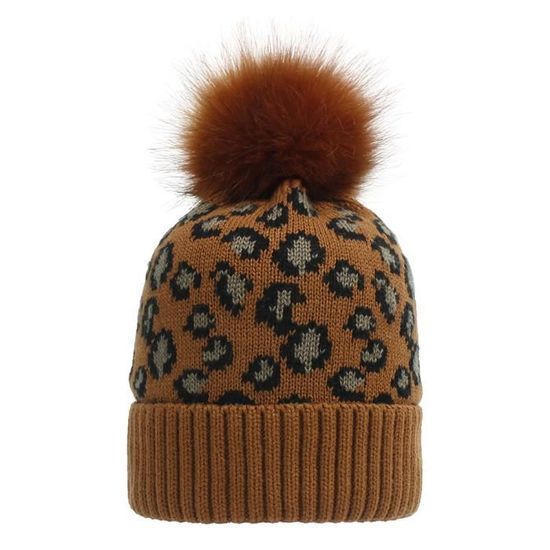 StyleBREAKER Bonnet Beanie Chaud Tricoté Imprimé Métallique - Doublure Polaire Douce - Unisexe