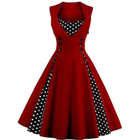 Robe Années 1950 Sans Manches Femme Au Foyer Rouge M - Style Vintage Avec Écharpe