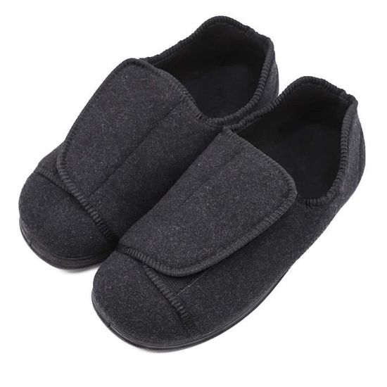 Hommes Chaussons Diabétiques Chaussure Orthopédique Réglable Pantoufles Intérieur Confortable Sandales Pied Large Chausson Fermeture Scratch Personne Âgée Pieds Gonflés Arthrite ( Color : B , Size : 4