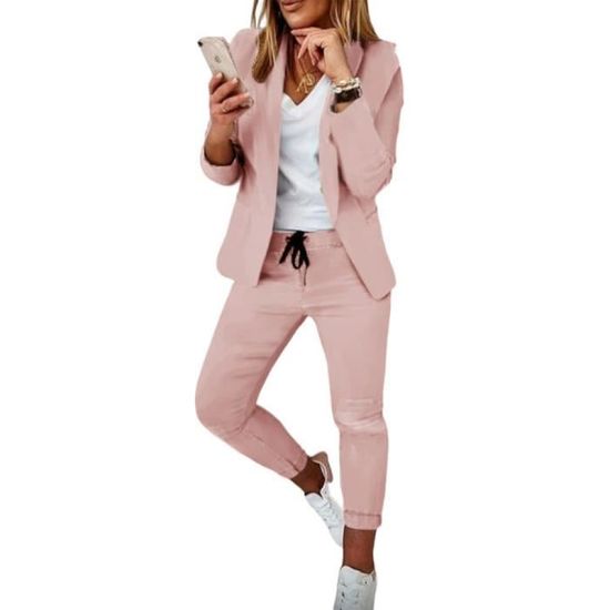 Ensemble Tailleur Femme 2 Pièces Blazer + Pantalon à Carreaux – Coupe Slim Bureau & Chic