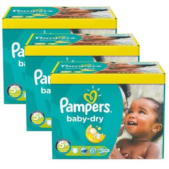 224 Couches Pampers Baby Dry taille 5+