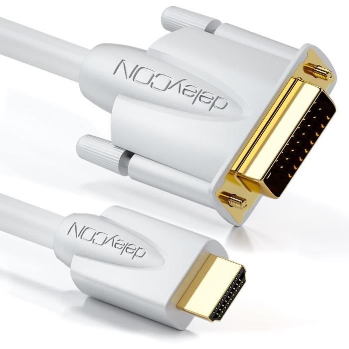 2m cable hdmi vers dvi connecteur hdmi à prise dvi 24+1 hdtv 1080p full hd 1920x1080
