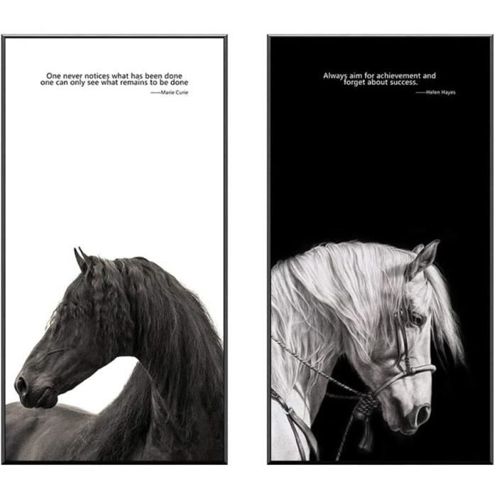 Noir Blanc Chevaux Citation Peinture Sur Toile Minimaliste Tableau Poster Impression Tableau Salon Chambre Alle Couloir Dcora 963 Cdiscount Maison