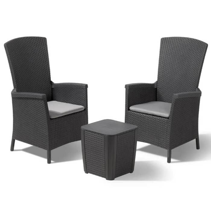 Salon de jardin Graphite - en imitation résine tressée - ALLIBERT BY KETER - 2 personnes - VERMONT