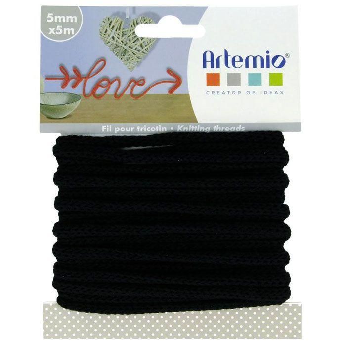 5 Mètres Fil tricotin noir- Ficelle noir 5mm