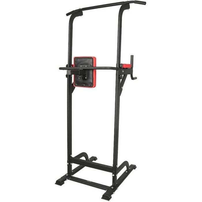 Power Tower Chaise Romaine Station de traction réglable pour exercices abdominaux à la maison bureau -Noir et Rouge