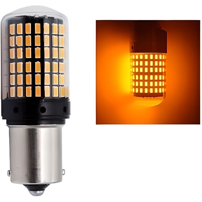 Ampoule BAU15S LED ORANGE PY21W 144 SMD Extra Clignotants 1156 Utilitaire et voiture