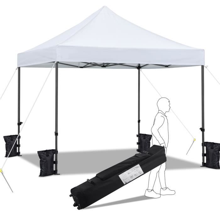 Yaheetech Tonnelle de Jardin Pliable Blanc 3x3m Gazebo Tente Pliante Imperméable Anti-UV Pavillon Pop-up Portable