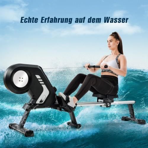 Rameur pliable avec résistance magnétique, écran LCD, pédales antidérapantes et roues de transport pour la salle de gym à domicile,