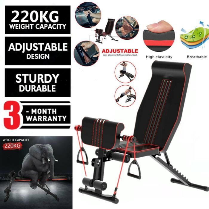 Banc de Musculation Pliable Banc de Poids Gymnastique à Domicile AB Abdominaux Banc incliné Plat Banc d'exercice de Déclin Entraînem