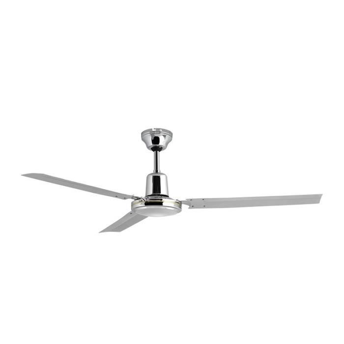 Orbegozo CFC 49120 Ventilateur de plafond diamètre 120 cm, 60 W 5 vitesses commande de mural 3 pales métalliques couleur chrome