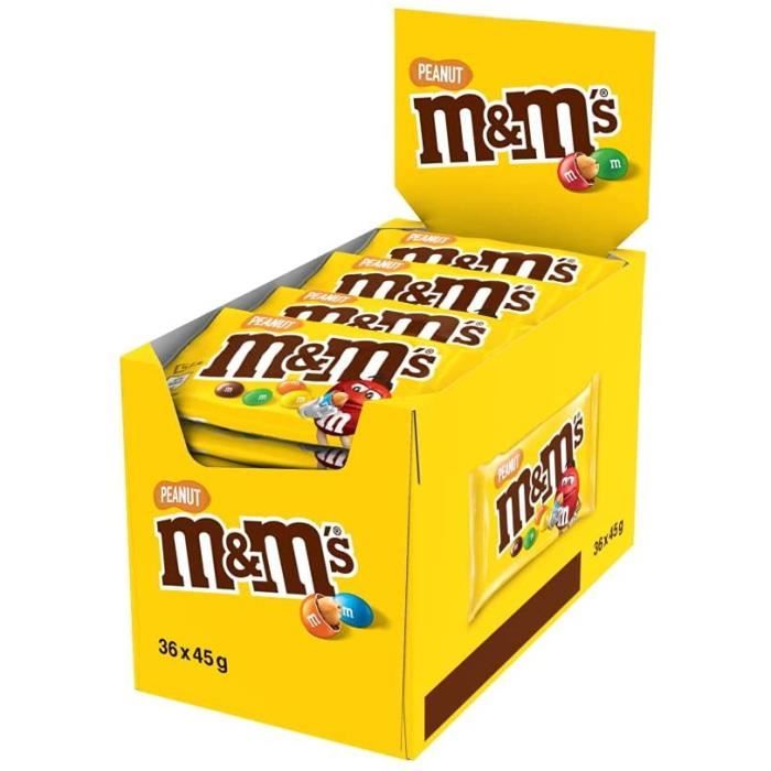 M&M's PEANUT - Billes à la cacahuète enrobés de chocolat au lait - Maxi Pack de 36 sachets de 45g A283