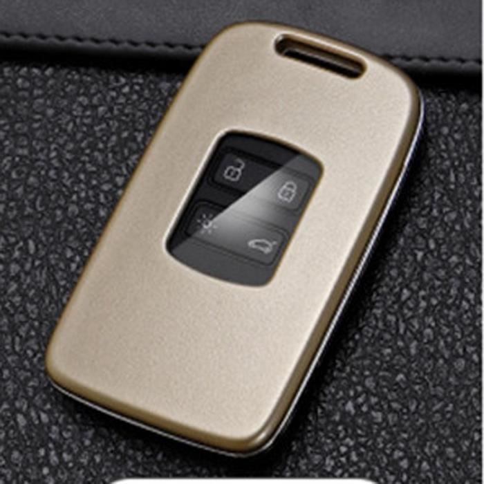 Coque clé,Talisman etui clés, en fibre de carbone pour Renault Kadjar Koleos Megane Kaptur Sandero Clio - Type Light Gold shell