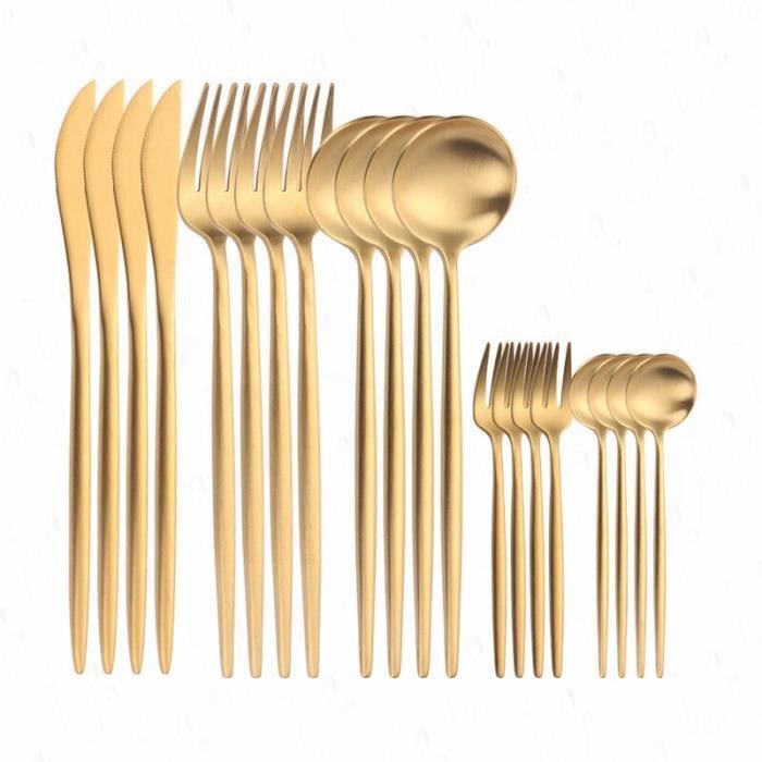 Services de table,20 Pièces-ensemble Noir Or Couverts 18-10 Vaisselle En Acier inoxydable Couverts Couverts Dîner - Type gold 20pcs