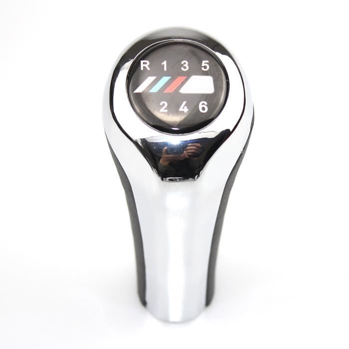 Pièces Auto,Pommeau de levier de vitesse en cuir chromé pour BMW 1 3 5 6 vitesses, BMW série E30 E32 E34 E36 - Type 6 Speed with M1
