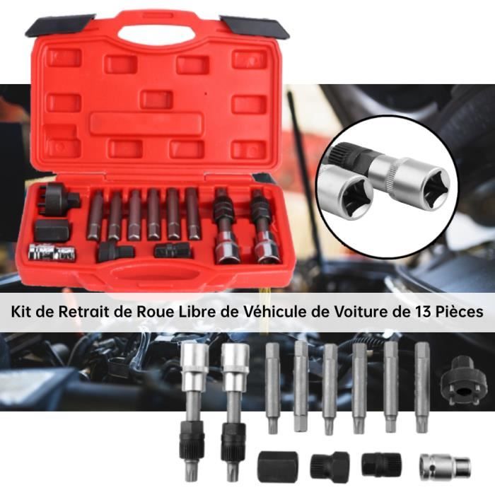 HOP- Poulie Roue Libre Alternateur, 13pcs Démontage de Poulie d’alternateur Retrait Douille Kit de Réparaion Automobile
