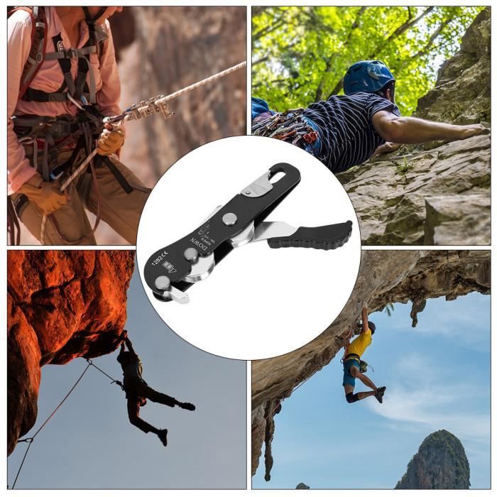 Descendeur d'escalade Escalade Descendeur Arrêt auto-freinant Corde Pince Grab Rescue Climb Accessoires -FR STOCK