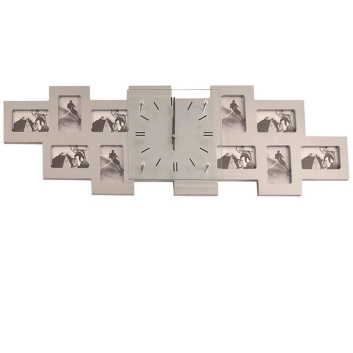Horloge murale analogique cadres 10 photos décoration heure appartement BHP B991743