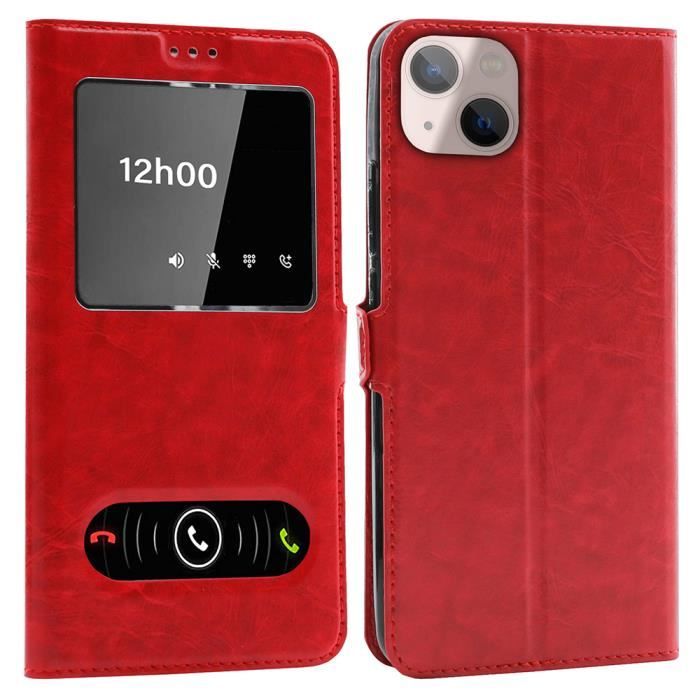 Coque iPhone 13, Housse Etui pour iPhone 13 Protection double FENETRES - Rouge
