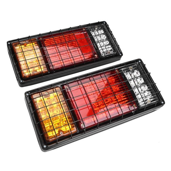 Cikonielf Feu de remorque LED 2pcs 12V LED Feux Arrière Frein Inverse 40 LED Voyants pour Remorque Camion Bateau