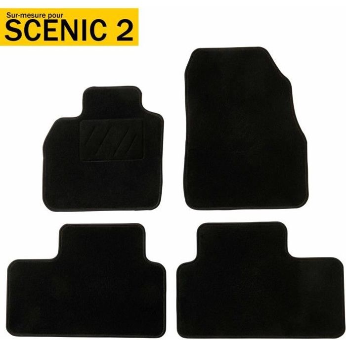DBS - Tapis voiture / auto - Sur Mesure pour SCENIC 2 (2003 - 2009) - 4 pièces - Antidérapant - Moquette Basic