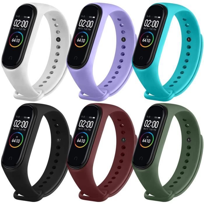 6 Packs Bracelets Silicone Compatible Pour Xiaomi Mi Band 4