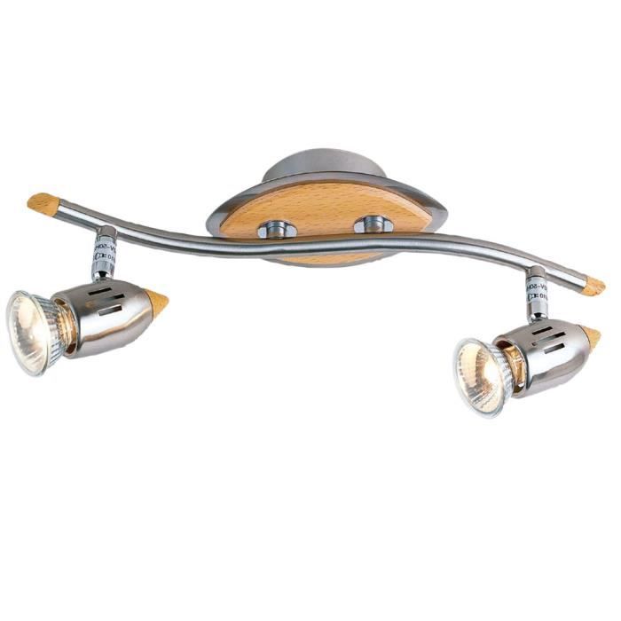 Spot de plafond, bois, spots orientables, L 36 cm, CATANIA