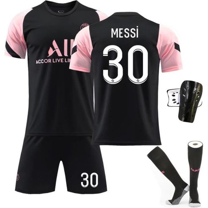 Maillot de Football 2122 Collection de Paris-Messi 30 Tenue de Training Noir Tenue + Chaussette + Support Protection pour Adulte
