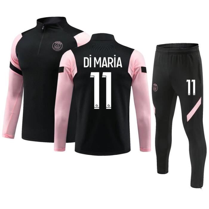 Maillot de Football Paris 2020-2021 Collection de Paris 11 Di maria Survêtement de Entraînement Tenue de Training Noir pour Enfant